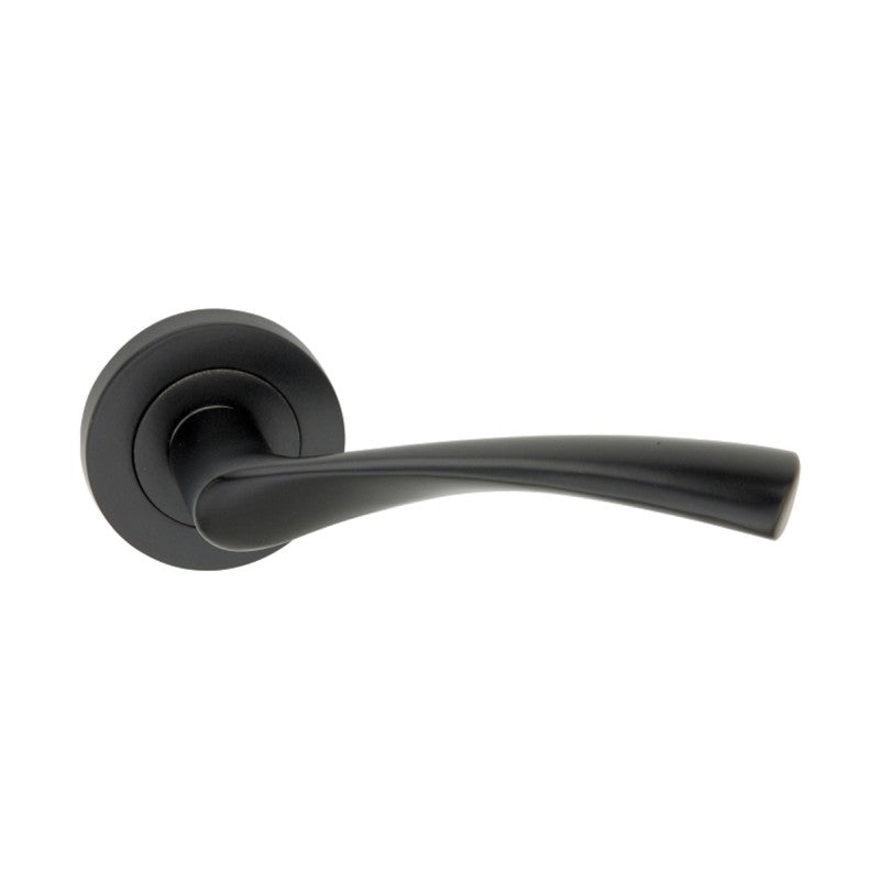 Matt Black 'Twist' Door Handles On Round Rose - M4D504MB