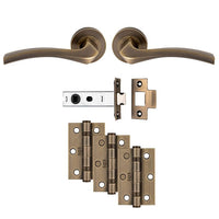 Thumbnail for Antique Brass Serozzetta 'Sines' UDP008AB/INT Door Handle Kit - Carlisle Brass