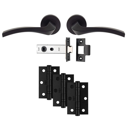 Matt Black Serozzetta 'Sines' Door Handle Kit - Carlisle Brass