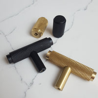 Thumbnail for Knurled Cylinder Drawer/Cupboard Pull - Satin Brass Finish