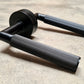 Frelan Hardware Mitred Linear Knurled Matt Black Door Handles - JMB402