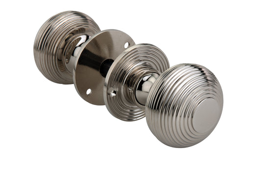 Polished Nickel ReededRim/Mortice Door Knobs 55mm - Spira Brass SB2105PNP