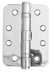 4 Inch Polished Chrome Radiused Ball Bearing Hinges pair