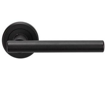 Matt Black 'T-Bar' Door Handles On Round Rose