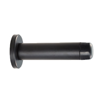 Matt Black Wall Mounted Door Stop On Rose - Concealed Fix