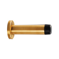 Thumbnail for Satin Brass Wall Mounted Door Stop On Rose - Concealed Fix