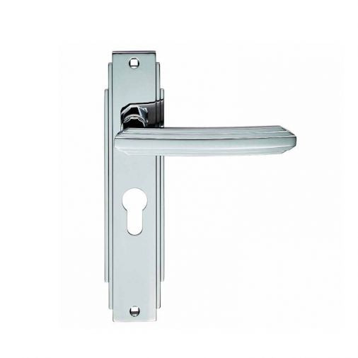 ADR011YCP ART DECO EURO PROFILE CARLISLE BRASS POLISHED CHROME DOOR HANDLES