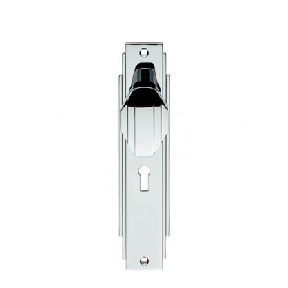 Carlisle Brass Locking Art Deco Door Knob On Backplate Polished Chrome ADR021CP