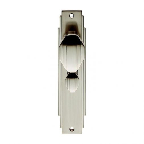 Satin Nickel Carlisle Brass Art Deco Door Knob On Bathroom Backplate ADR023SN