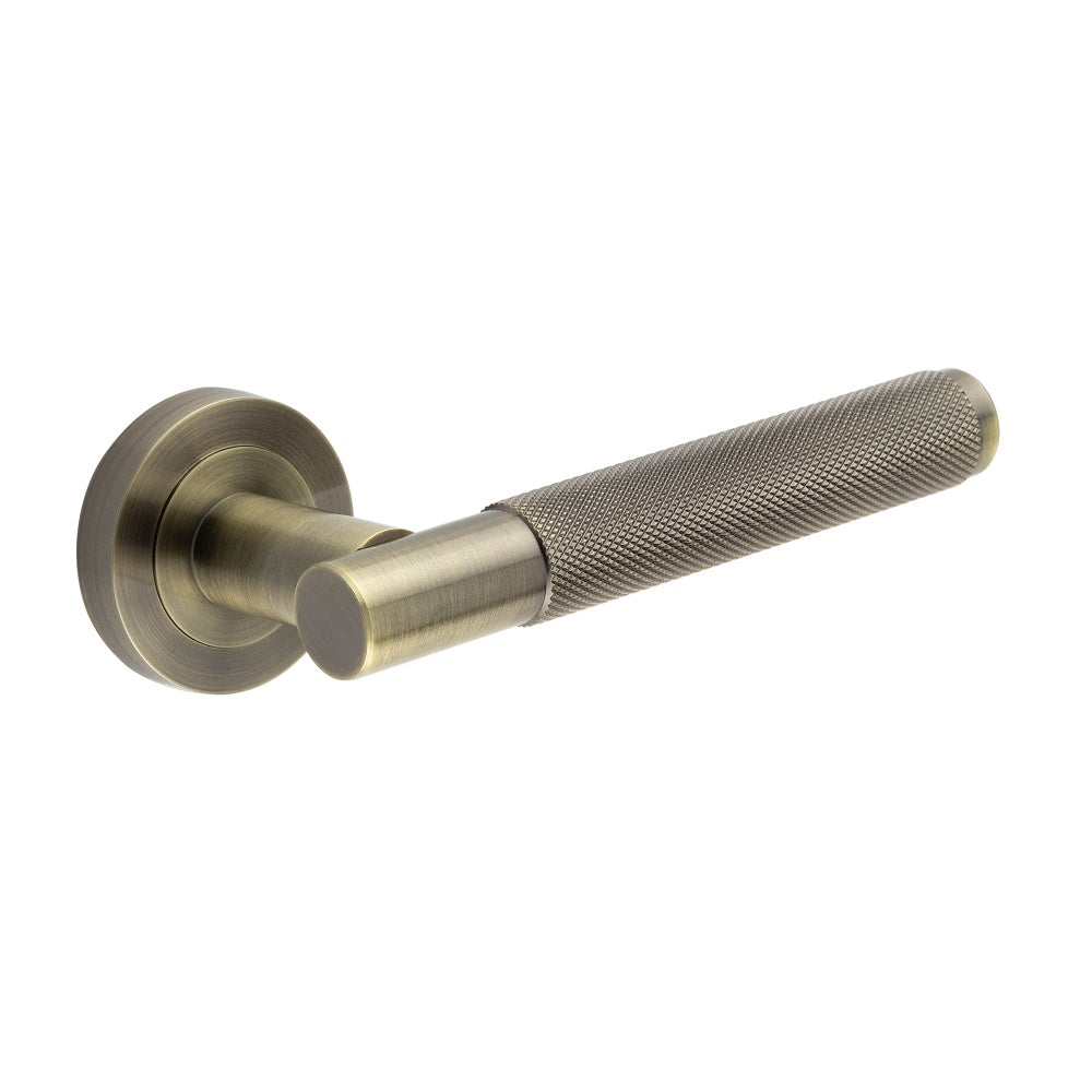 Frelan Hardware - Antique Brass Knurled T-Bar Door Handles - JV850AB