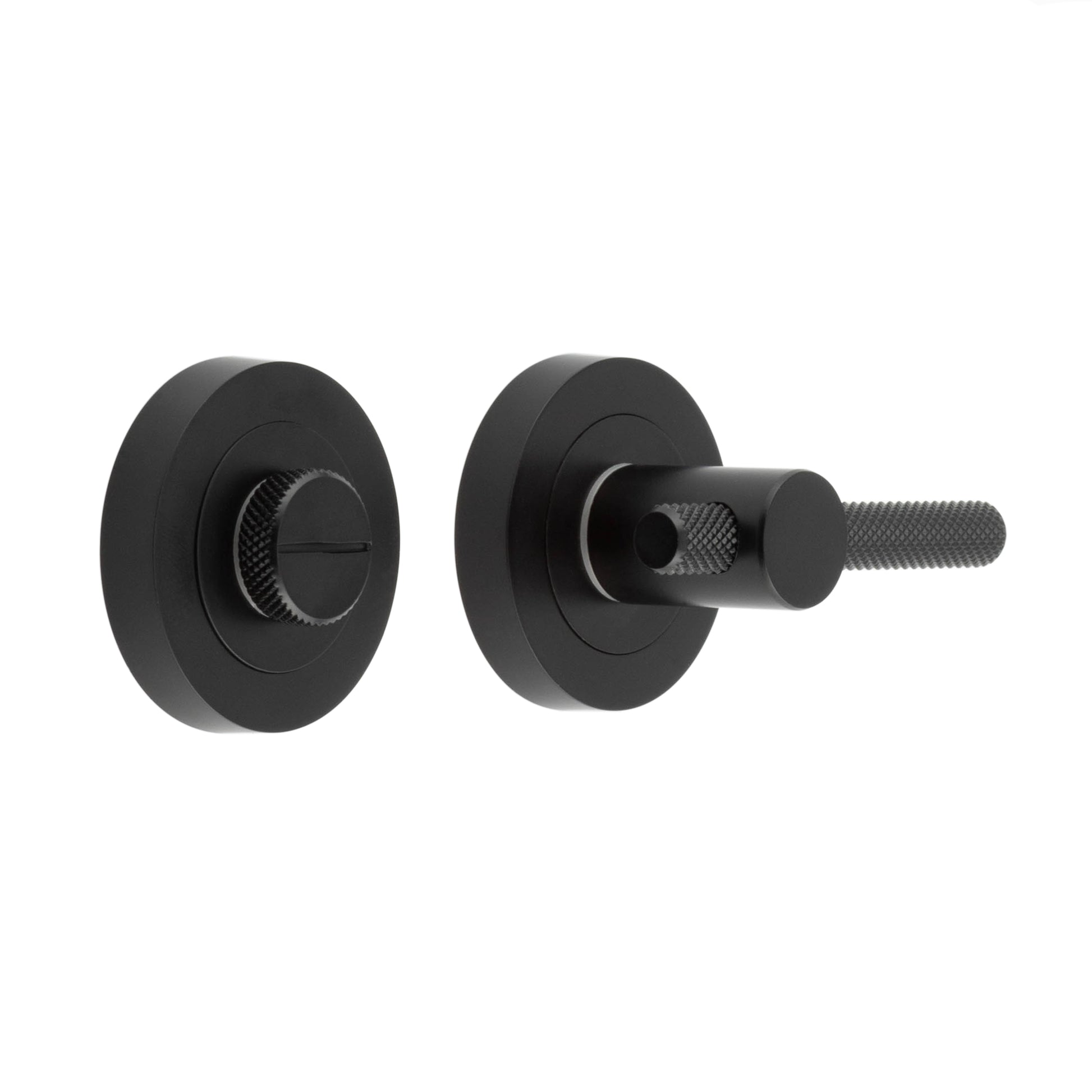 Knurled Matt Black Round rose Bathroom turn and release 