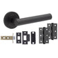 Matt Black KNURLED T-BAR DOOR HANDLE KITS - Latch, Lock & Bathroom Doors, Complete Packs