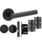 Matt Black KNURLED T-BAR DOOR HANDLE KITS - Latch, Lock & Bathroom Doors, Complete Packs