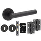Matt Black KNURLED T-BAR DOOR HANDLE KITS - Latch, Lock & Bathroom Doors, Complete Packs
