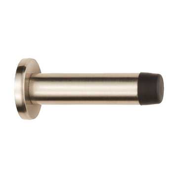 Satin Nickel Wall Mounted Door Stop On Rose - Concealed Fix