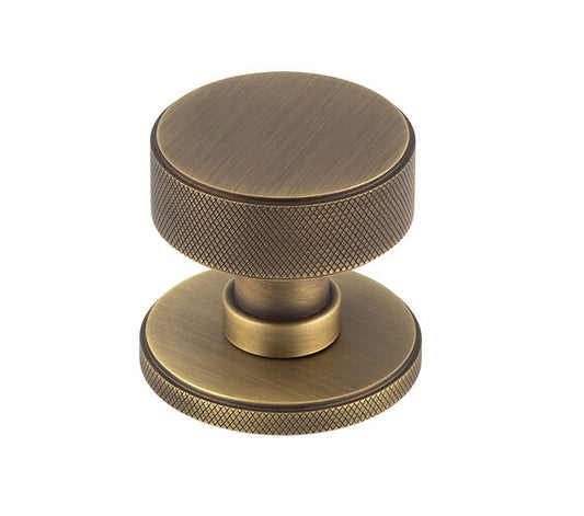 Frelan Hardware Burlington Westbourne Knurled Mortice Door Knobs, Antique Brass - BUR102AB