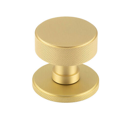 Frelan Hardware Burlington Westbourne Knurled Mortice Door Knobs, Satin Brass - BUR102SB