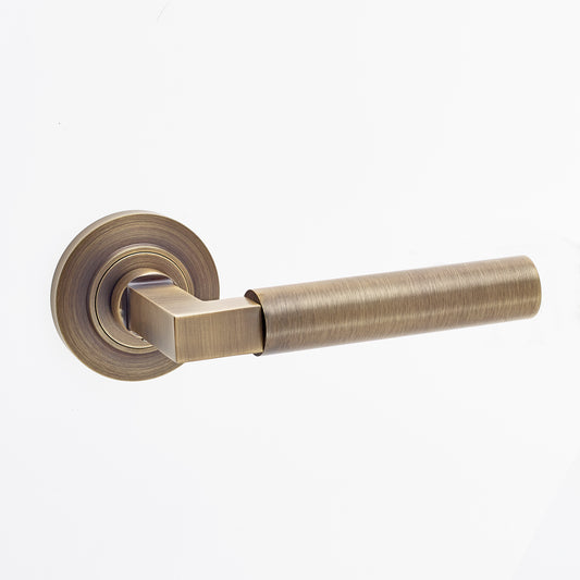 Westminster Lever Door Handles - Burlington Range - Antique Brass/Bronze - CHAMFERED ROSE OPTION