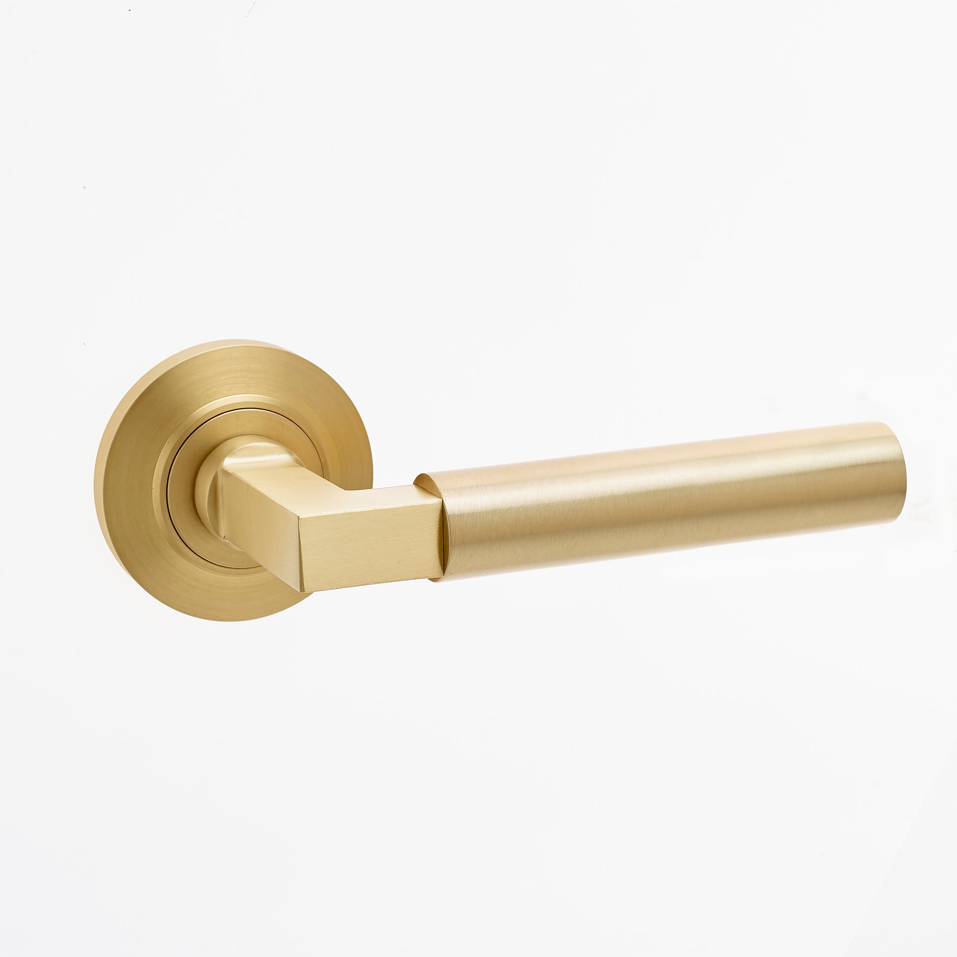 FRELAN BURLINGTON RANGE WESTMINSTER SATIN BRASS DOOR HANDLES - CHAMFERED ROSE 