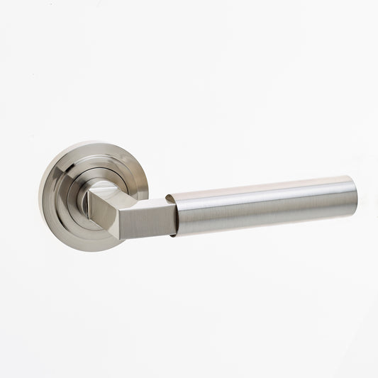 FRELAN BURLINGTON RANGE WESTMINSTER SATIN NICKEL DOOR HANDLES - STEPPED ROSE