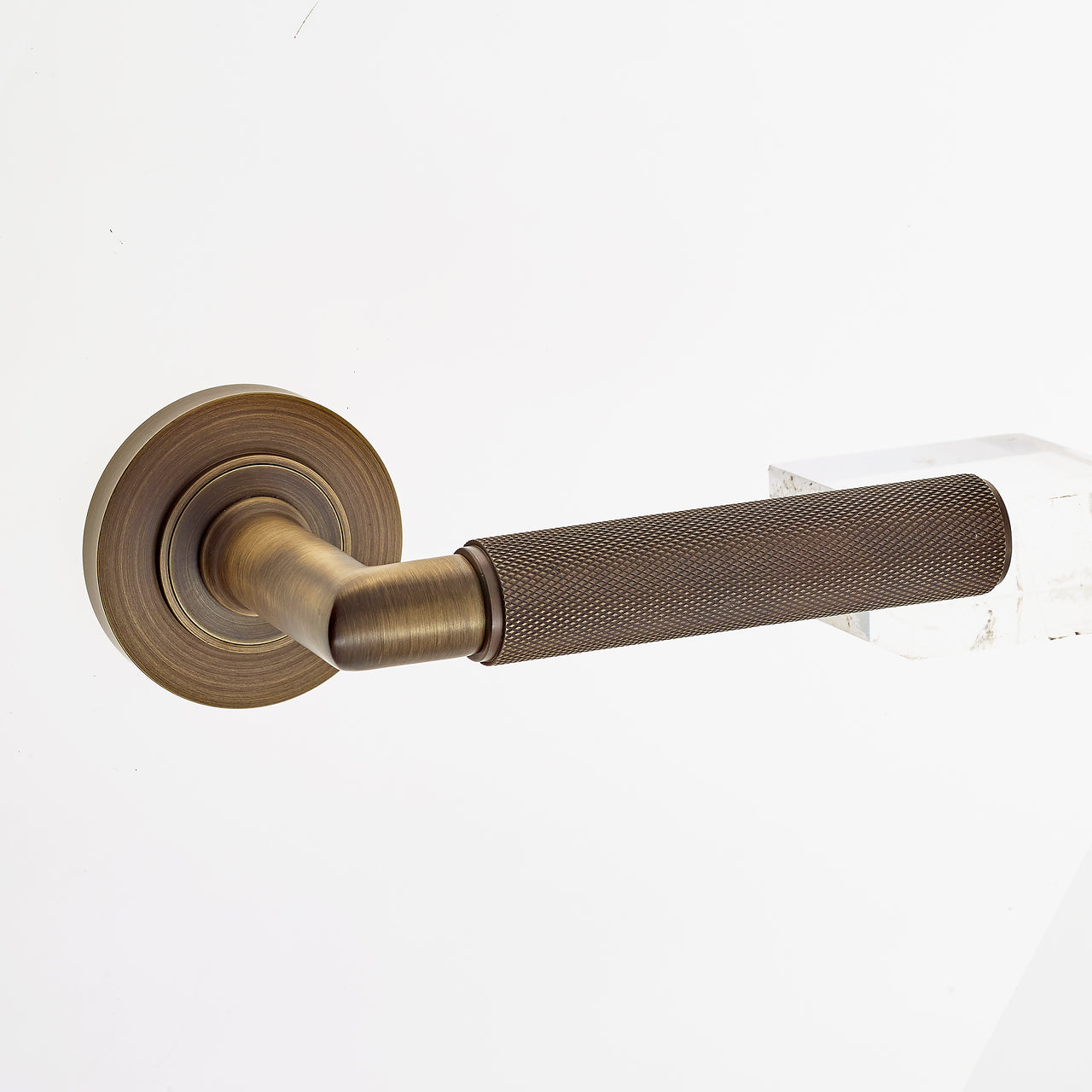 Piccadilly Knurled Antique Brass Door Handles - Frelan Hardware Burlington Range - Antique Brass/Bronze - BUR40/50AB PLAIN ROSE