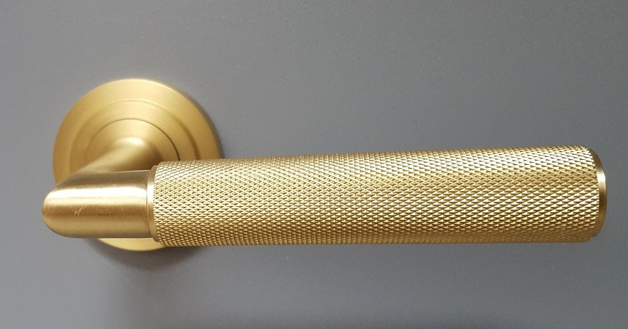 Knurled Satin Brass Handles Gold - Hooks & Knobs