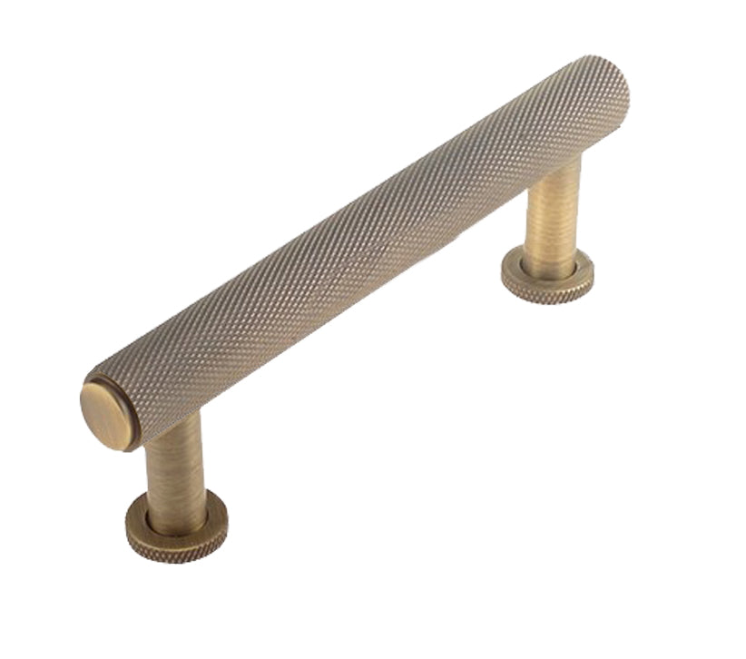 Frelan Burlington Antique Brass Piccadilly Knurled Cabinet Pull Handle - 96mm, 128mm, 224mm