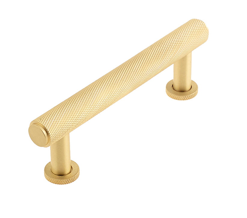 Frelan Burlington Satin Brass Piccadilly Knurled Cabinet Pull Handle - 96mm, 128mm, 224mm