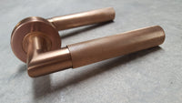 Thumbnail for B1910CU Knurled Copper Door Handles on 54mm Round Rose 
