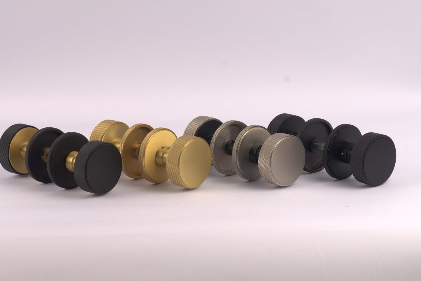 Knurled Mortice Rim Knobs - Satin Brass, Matt Black, Nickel Dual Finish - Connaught by More4Doors