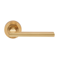 Thumbnail for Carlisle Brass Trentino Door Handles On Round Rose, Satin Brass - EUL030SB