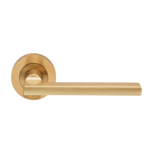 Carlisle Brass Trentino Door Handles On Round Rose, Satin Brass - EUL030SB