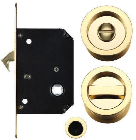 Pocket Door/Sliding Door Lock Set, Polished Brass FB81PB