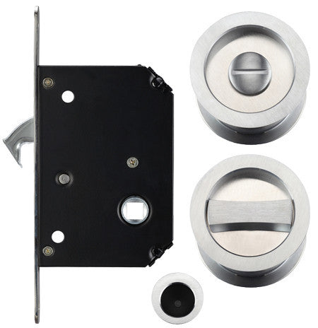 Pocket Door/Sliding Door Lock Set, Satin Chrome FB81SC