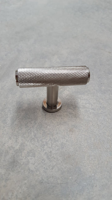 Frelan Burlington Piccadilly Knurled T-Bar Cupboard Knob - Polished Nickel