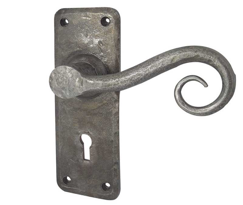 Chester Handforged Pewter Door Handles Lock