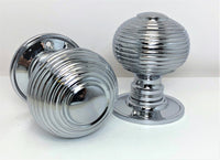 Thumbnail for Polished Chrome Large Reeded Beehive Mortice Door Knobs, 63mm  - SB2106PC