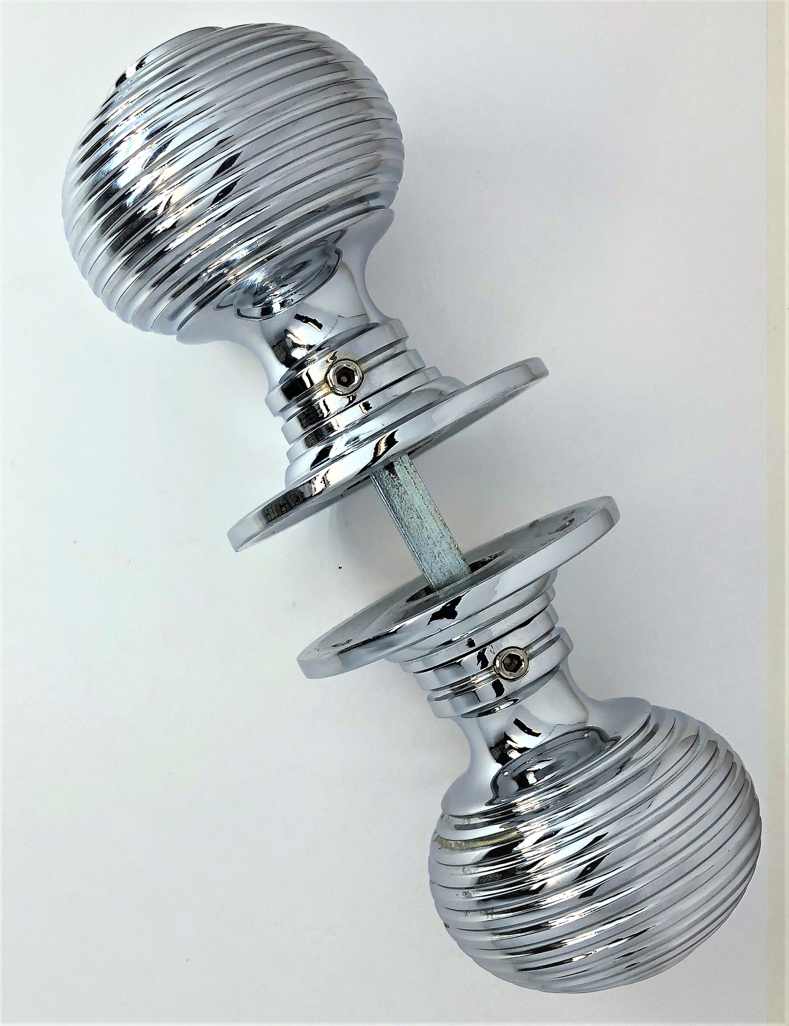 Polished Chrome Large Reeded Beehive Mortice Door Knobs, 63mm - SB2106 -  More 4 Doors