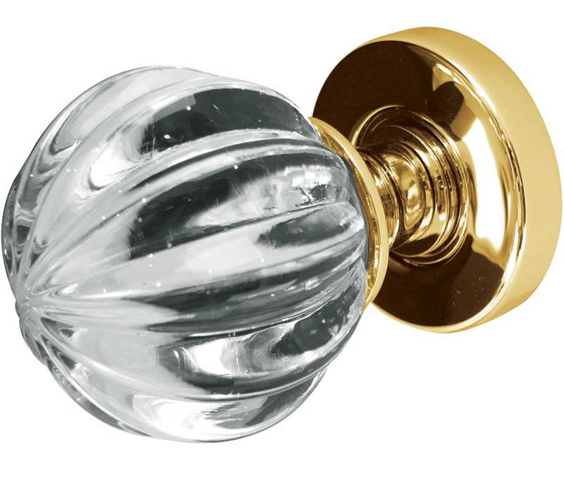 Jedo Pumpkin Glass Mortice Door Knobs Polished Brass