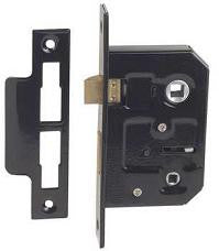 Black Bathroom Mortice Door Lock - JL154BL Black Powder Coated