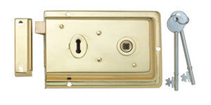 JL180 Reversable Rim Lock Polished Brass