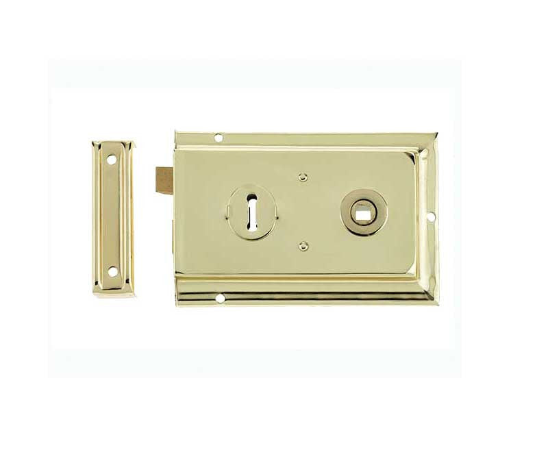 JL185 Reversable Rim Lock Electro Brass