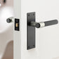 Knurled T-Bar Lever Door Handles On Backplate, Matt Black & Stainless Steel