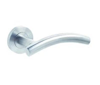 Thumbnail for Arched Satin Stainless Steel Door Handles On Rose