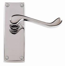 Polished Chrome 'Victorian Scroll' Door Handles On Plate