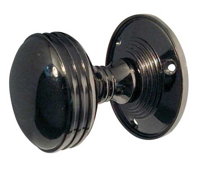 JV182MPBN Ringed Mortice Knobs Polished Black Nickel