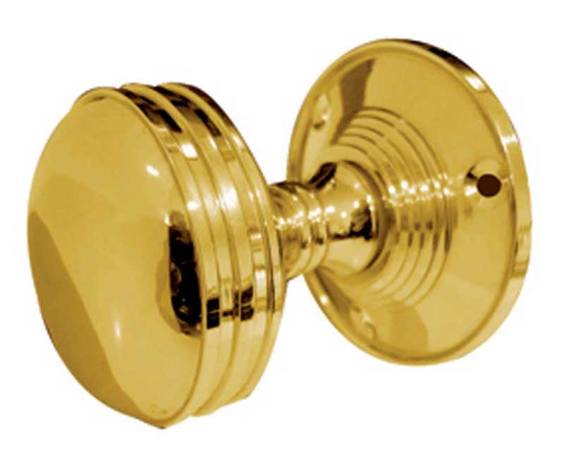 JV182MPB Ringed Mortice Door Knobs Polished Brass