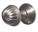 Satin Chrome Fluted Mortice Door Knobs