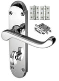 Epsom Door Handle on Backplate Pack - Bathroom Lock - Chrome/Satin Finish