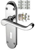 Epsom Door Handle on Backplate Pack - Lock - Chrome/Satin Finish